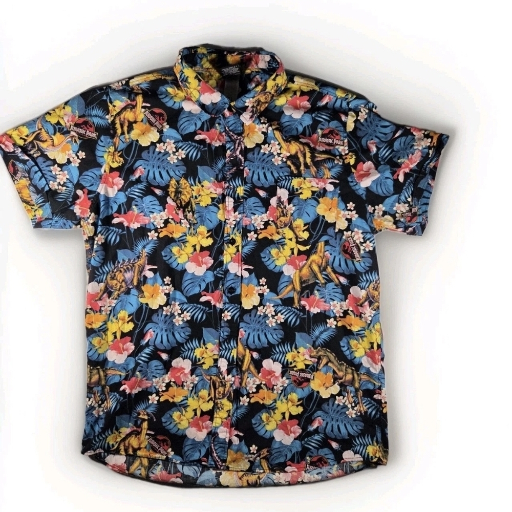 Jurassic Park Hawaiian Shirt Button Down XL